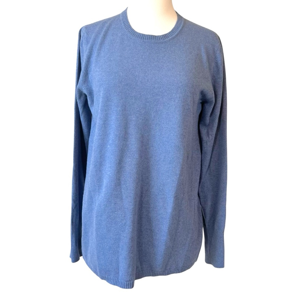 Malo 100% Cashmere Light Blue/Gray Crewneck Sweater